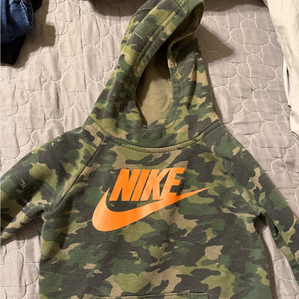 Nike Kids Camouflage Hoodie - Green and Orange